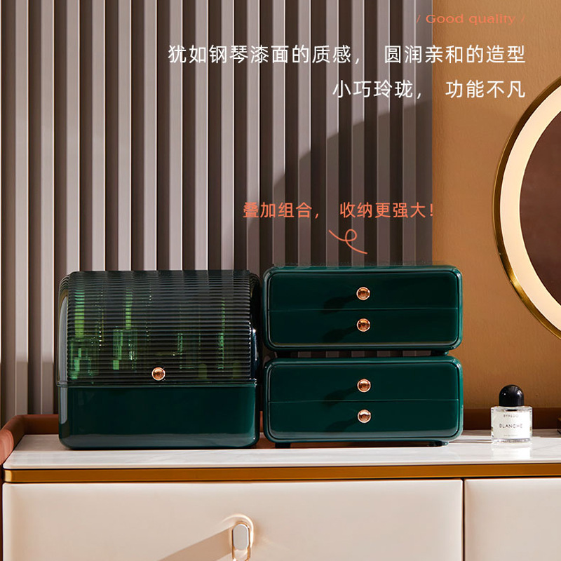 跨境化妆品收纳盒防尘网红护肤品桌面收纳家用梳妆台面膜置物架详情3
