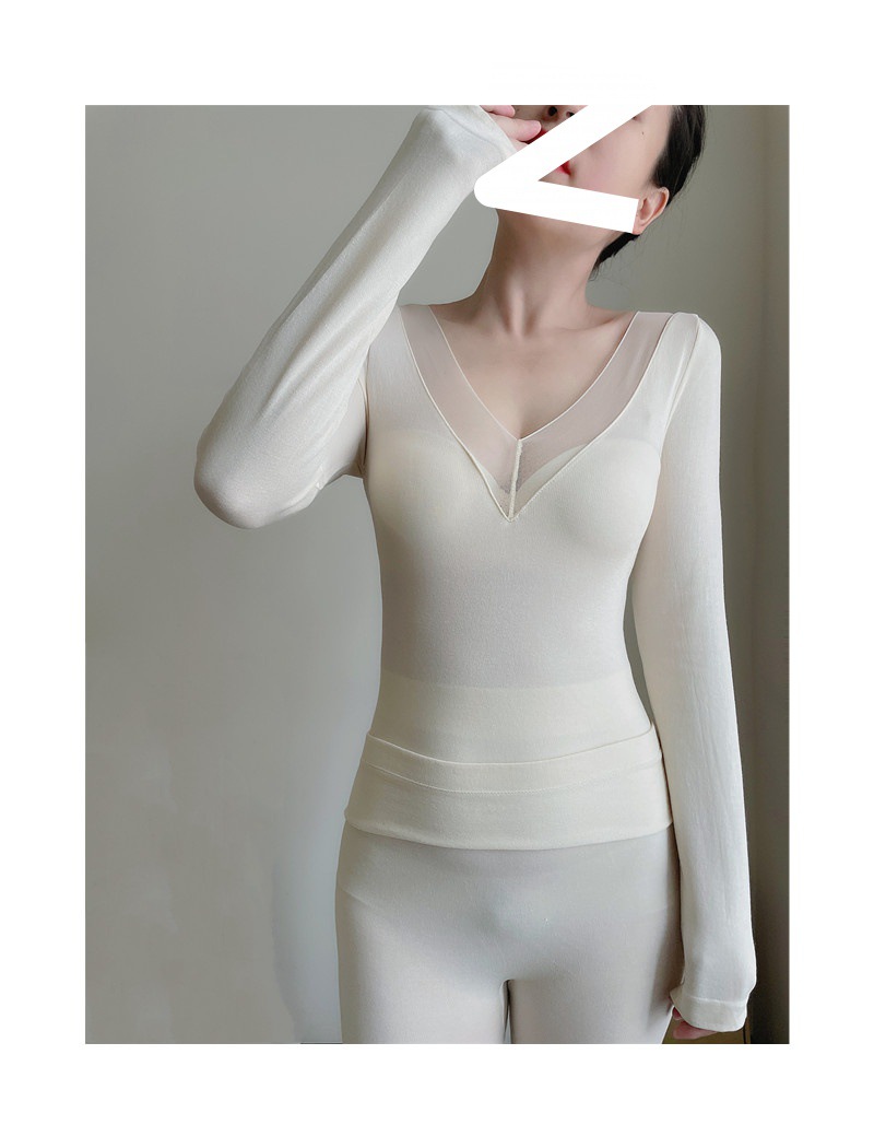 秋衣秋裤女薄款套装保暖内衣女不加绒蕾丝低胸单层性感打底线衣裤详情3