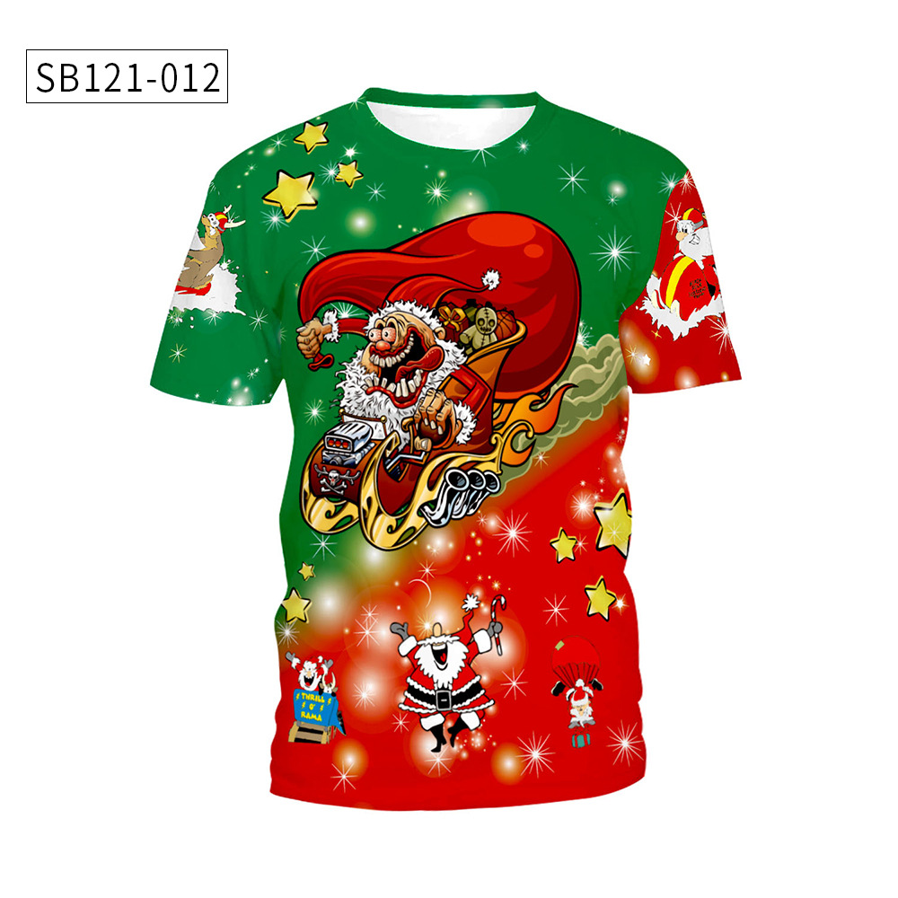 圣诞节Christmas新款 欧美青年短袖男女情侣装款式圆领T恤详情14