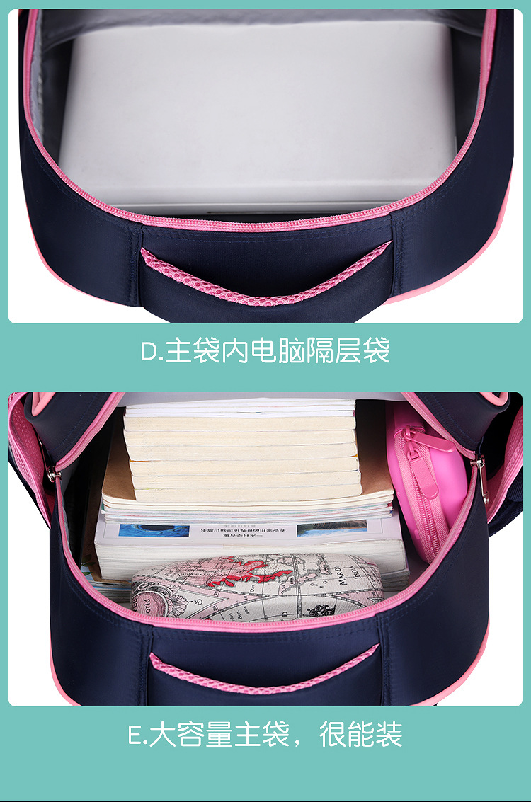 New primary school schoolbag for girls with bow double shoulder bag 1-3-6 grade PU waterproof and weight-reducing children bag pic 14