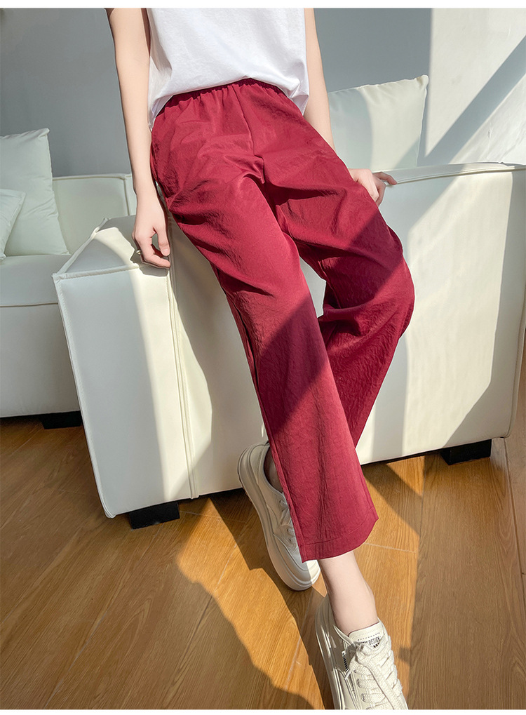 冰丝棉麻裤女春秋夏季薄款中年妈妈裤子2024新款九分萝卜裤休闲裤详情9