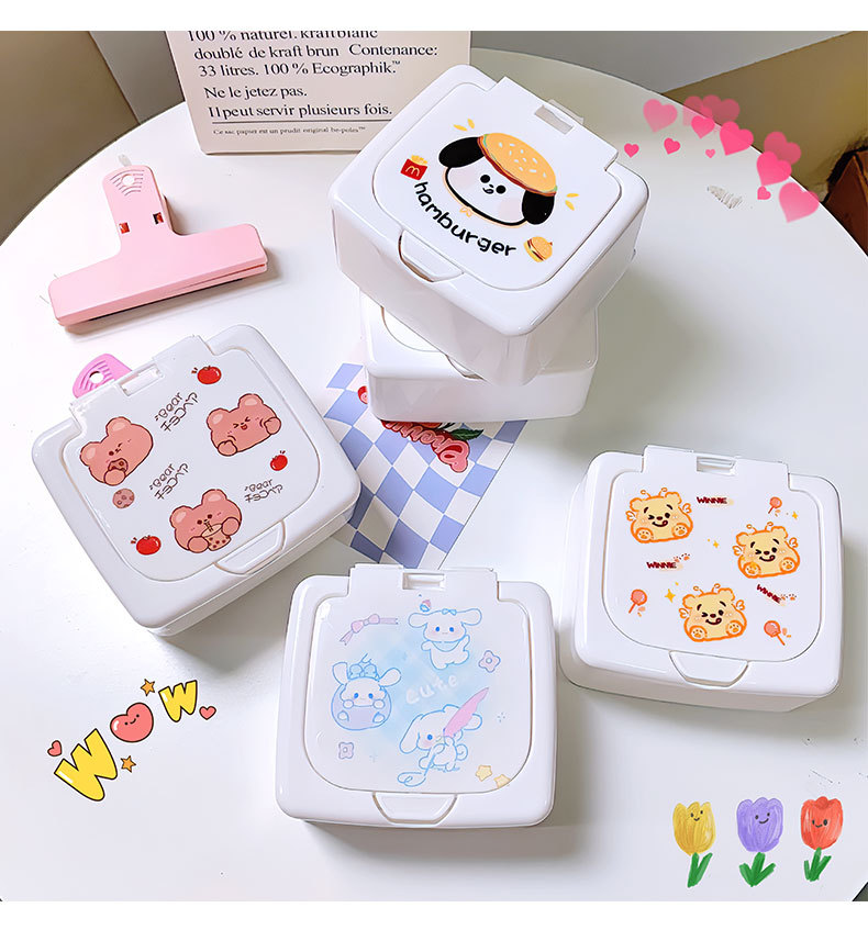 原创卡通桌面按压弹窗盒库洛米分类整理小物品杂物盒棉签收纳盒子详情9