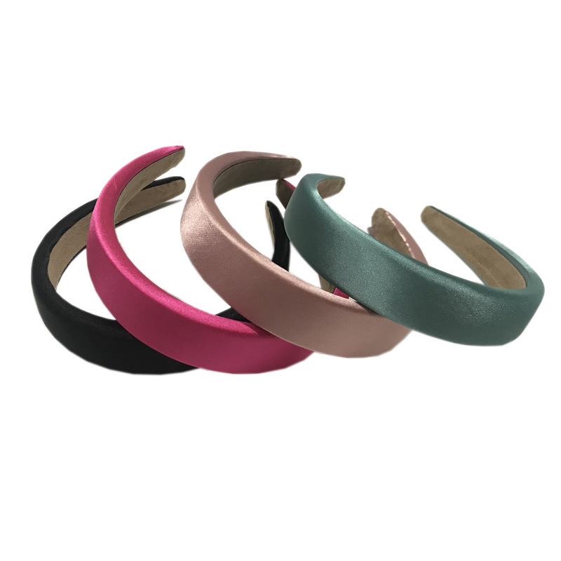 韩版3CM彩色丝光缎面布艺发箍刘亦菲同款纯色海绵头箍百搭发饰详情10