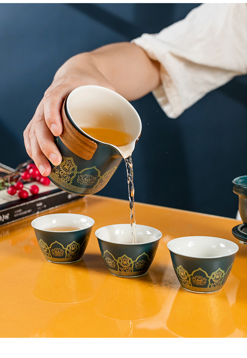 Simple travel tea set, portable outdoor kung Fu tea set, ceramic tea set, business quick customer cup gift pic 31