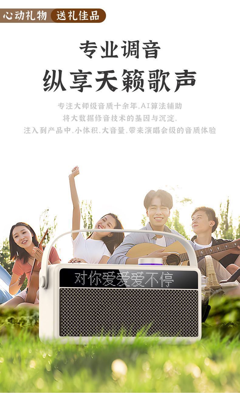 New 2024 smart Bluetooth speaker with lyrics display, outdoor home karaoke system with microphone pic 4