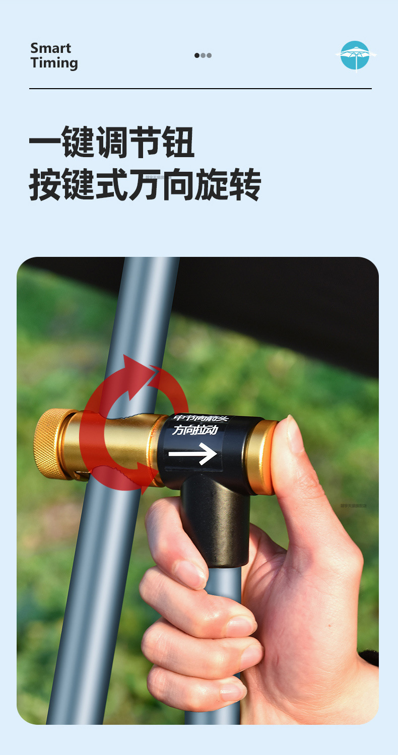 朝宇渔品拐杖钓鱼伞万向大钓伞加厚黑胶手杖雨伞防暴雨防晒遮阳伞详情8