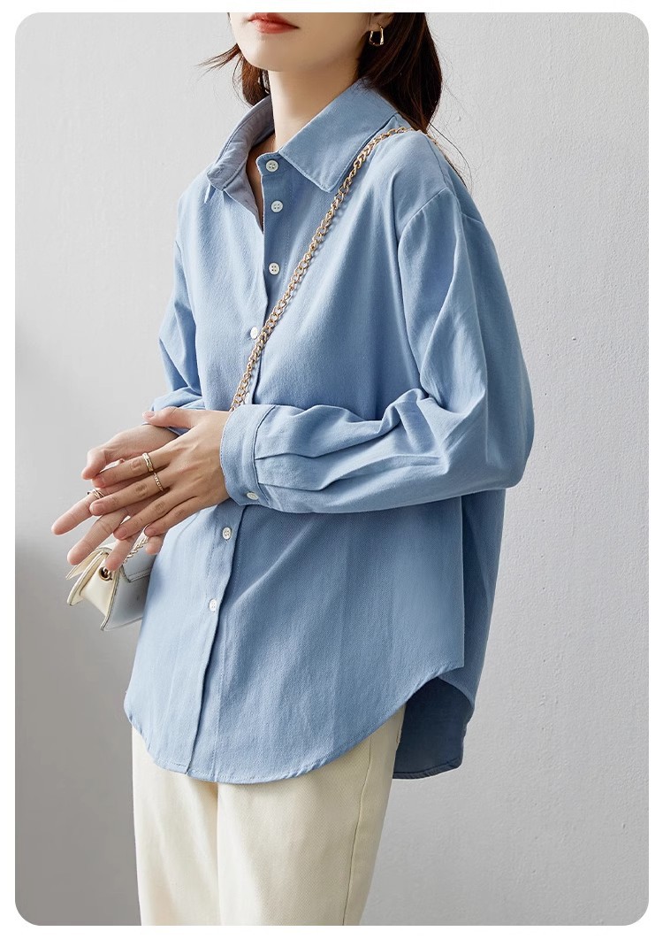2024秋季纯色衬衫女休闲时尚百搭衬衣韩系通勤外套上衣详情20