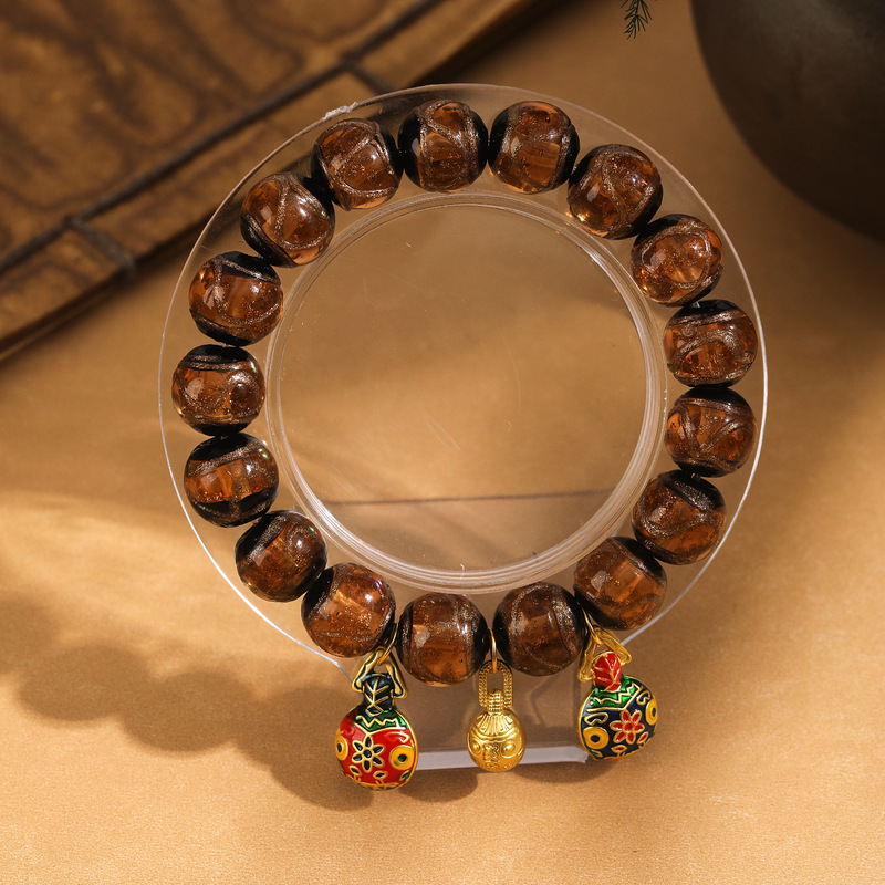 香灰琉璃手串手链朱砂老秦款五彩吞金兽景区寺庙摆摊文玩饰品批发详情9