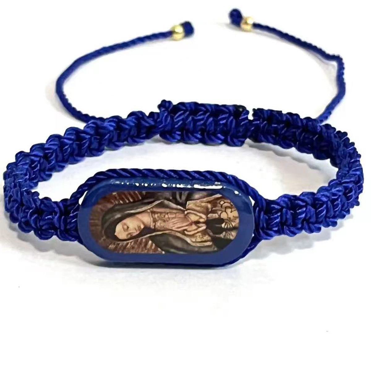 Amazon cross-border best-selling oval-shaped wooden oil-dripping Virgin Mary woven bracelet pic 5