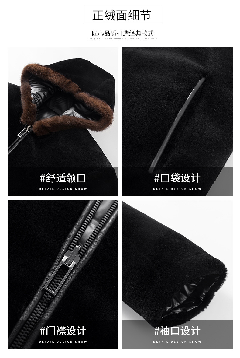 2023冬新款男士羊剪绒外套 双面羽绒内胆连帽夹克 一件代发AM8932详情7