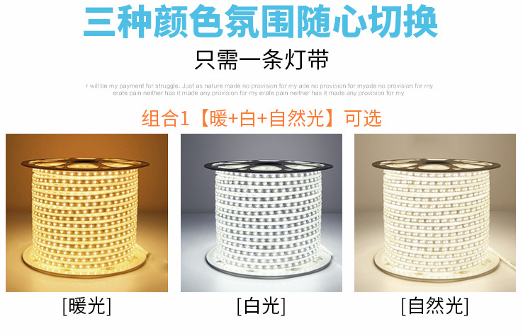 LED light strip waterproof 220V, seven-color double row, three-row 2835, outdoor three-color 5730, construction site household engineering light strip pic 29