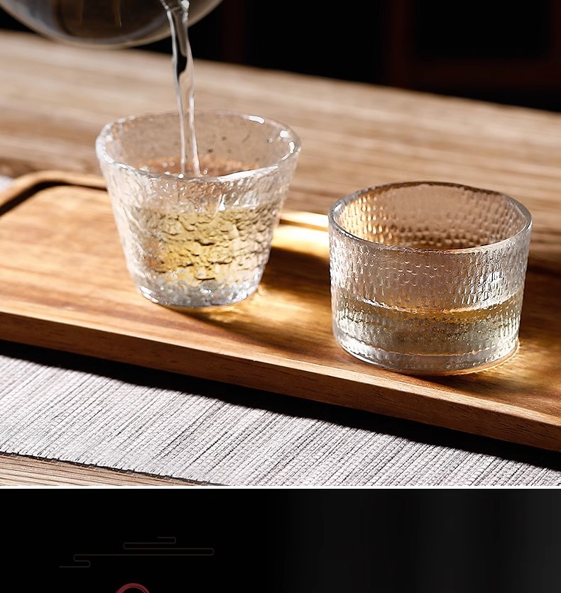 耐热透明小茶杯家用功夫茶具锤纹玻璃家用客厅待客茶杯喝水杯批发详情2