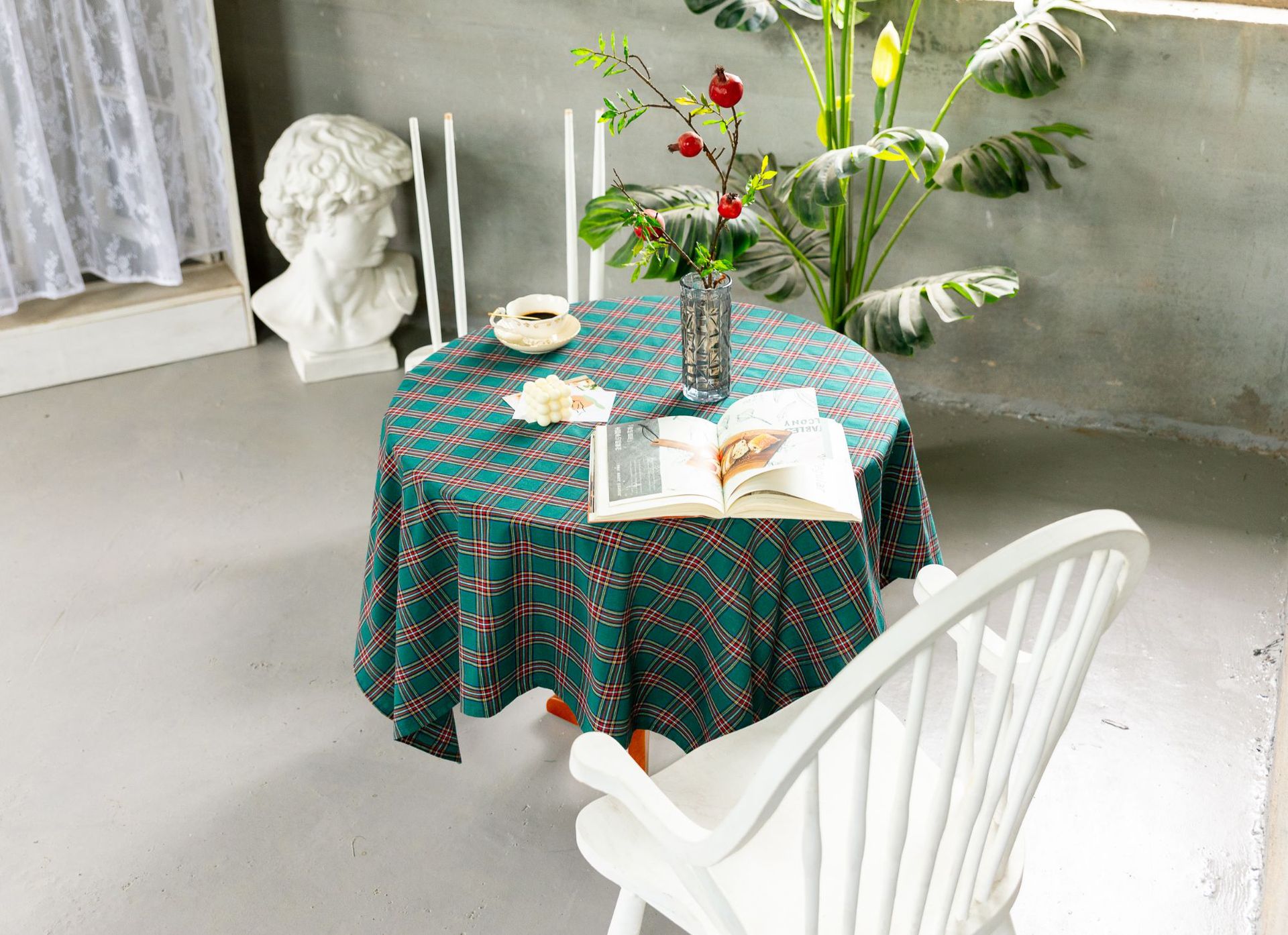 Cross-border Christmas holiday decoration table fabric, retro striped checkered cotton and linen restaurant party cover, Amazon pic 66