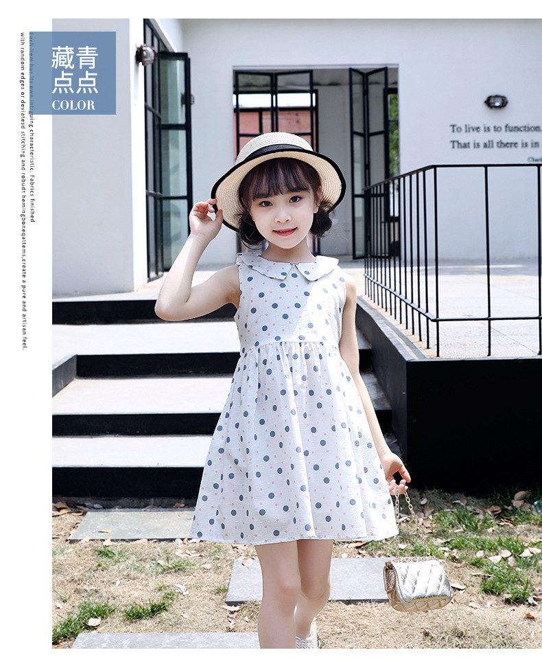 Falda de algodón para niñas 2023 nuevo vestido de verano niño niño medio grande vestido floral de algodón abierto hombro espalda falda de corazón pic 26