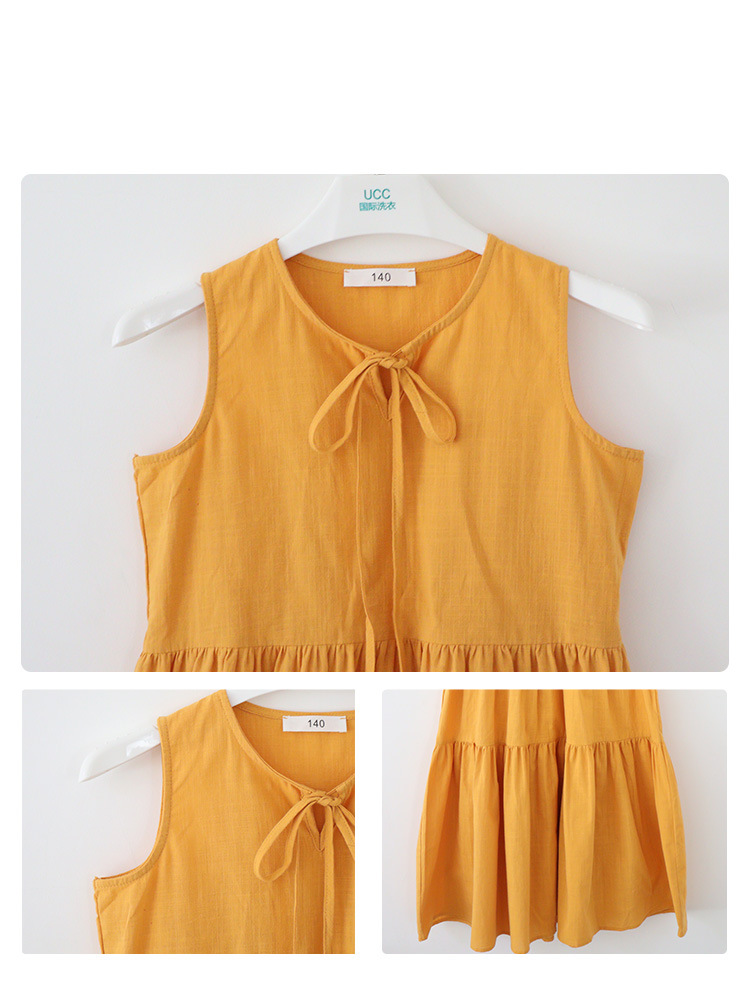New candy-colored sleeveless vest dress for middle school girls in summer 2024, long beach dress for middle school children pic 5