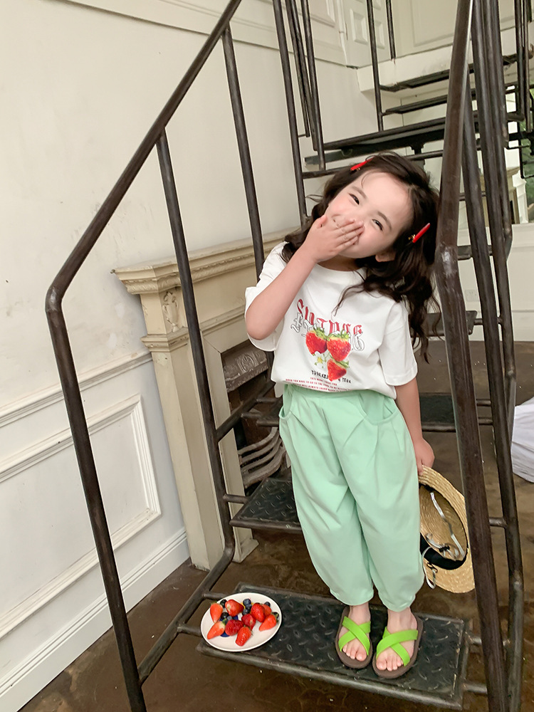 艾摩贝贝2023夏新款童装男女童宝宝可爱T恤儿童数码印花卡通短袖详情24