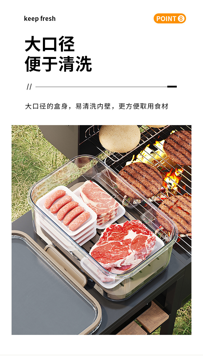 Food-grade hand-held food storage box, plastic hand-held outdoor picnic box, large rectangular refrigerator storage sealed box for refrigeration pic 12