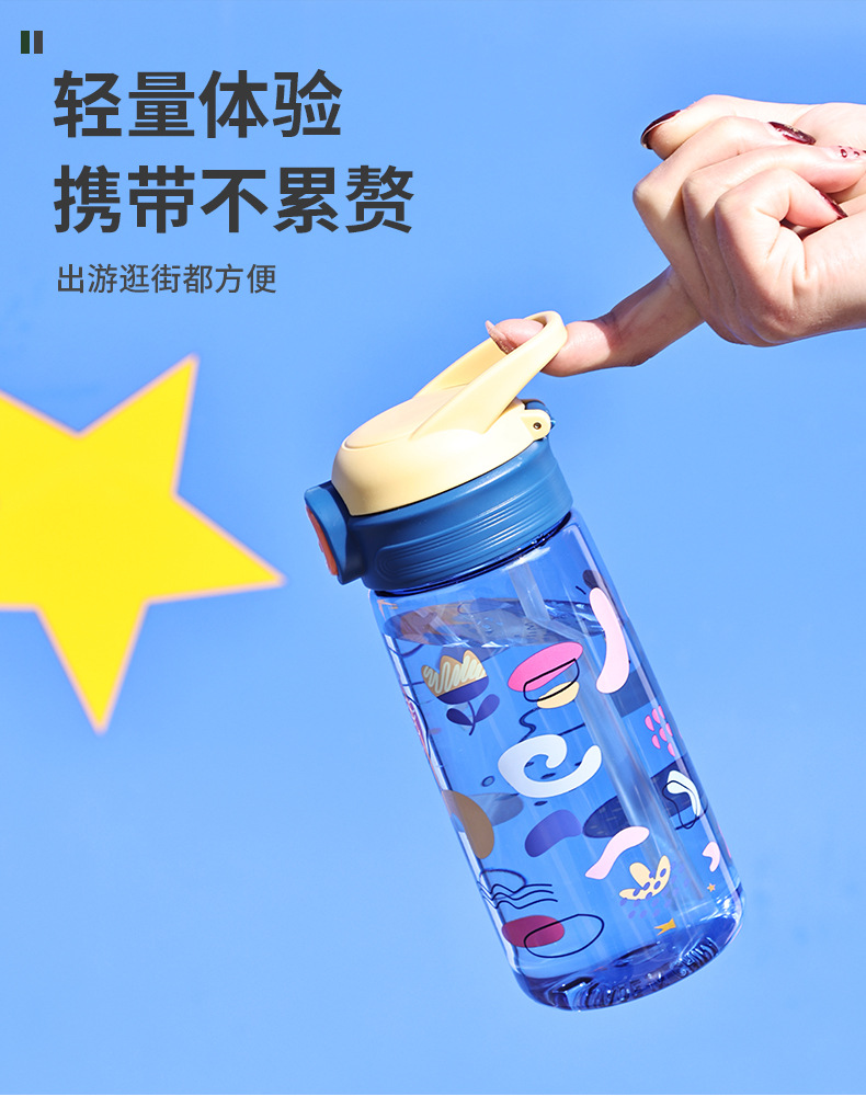 8663卡通儿童水杯耐高温PC塑料杯吸管杯幼儿园宝宝随手杯子小学生水壶详情6