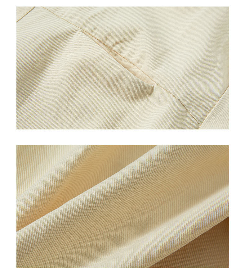 OLA 春秋款男士宽松休闲百搭简约纯色翻领短袖纯棉衬衫上衣外套详情21