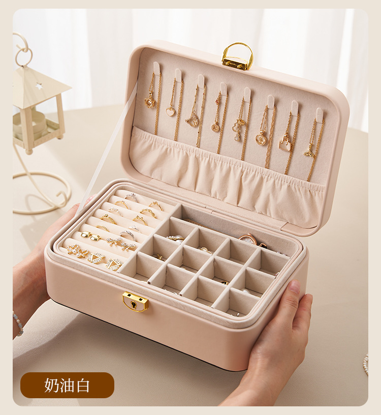 儿童发饰收纳盒珠宝饰品首饰收纳盒多层桌面收纳高档带锁首饰盒详情14