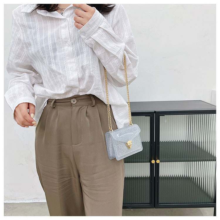 2021夏季新款PVC果冻包mini时尚花边小方包化妆包单肩斜挎ins女包详情43