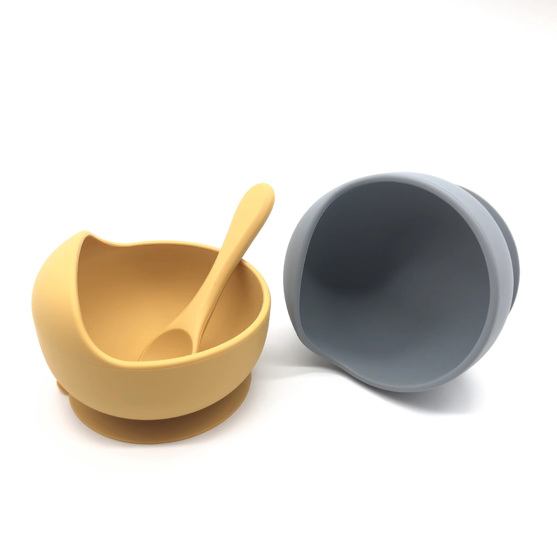Snail in stock silicone bowls and spoons, baby feeding tableware with suction cups, silicone baby food bowls, silicone suction cup bowl sets pic 3