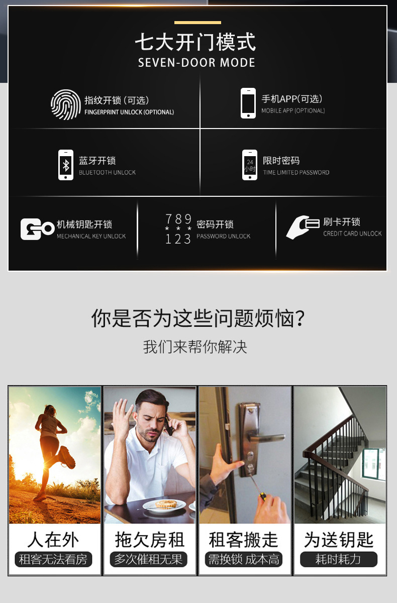 TTLOCK通通锁指纹锁批发酒店公寓短租民宿智能锁厂家批发详情3