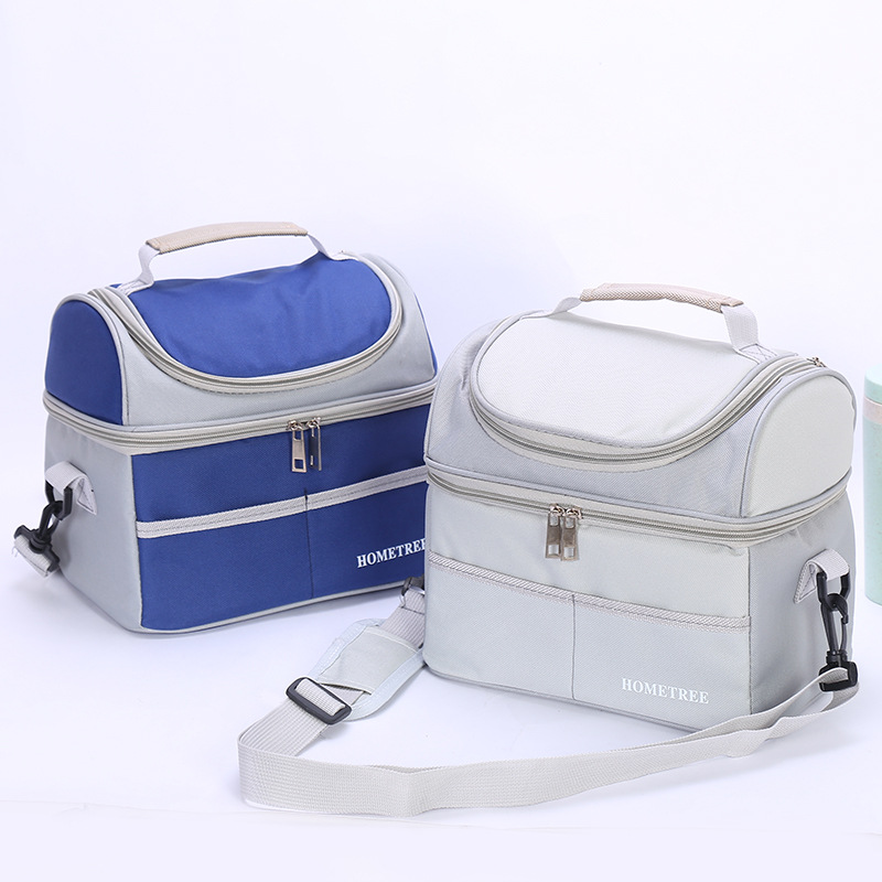 Customized double-layer insulated bags, insulated packs, simple and creative ice packs, waterproof bento packs, hand-held bags, aluminum mold bento meal packs pic 4