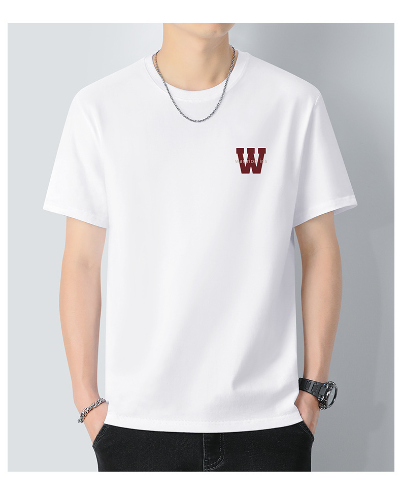 Heavyweight pure cotton short-sleeved T-shirt for men 2024 Summer New trendy youth long-staple cotton half-sleeved all-cotton body T-shirt for men pic 18