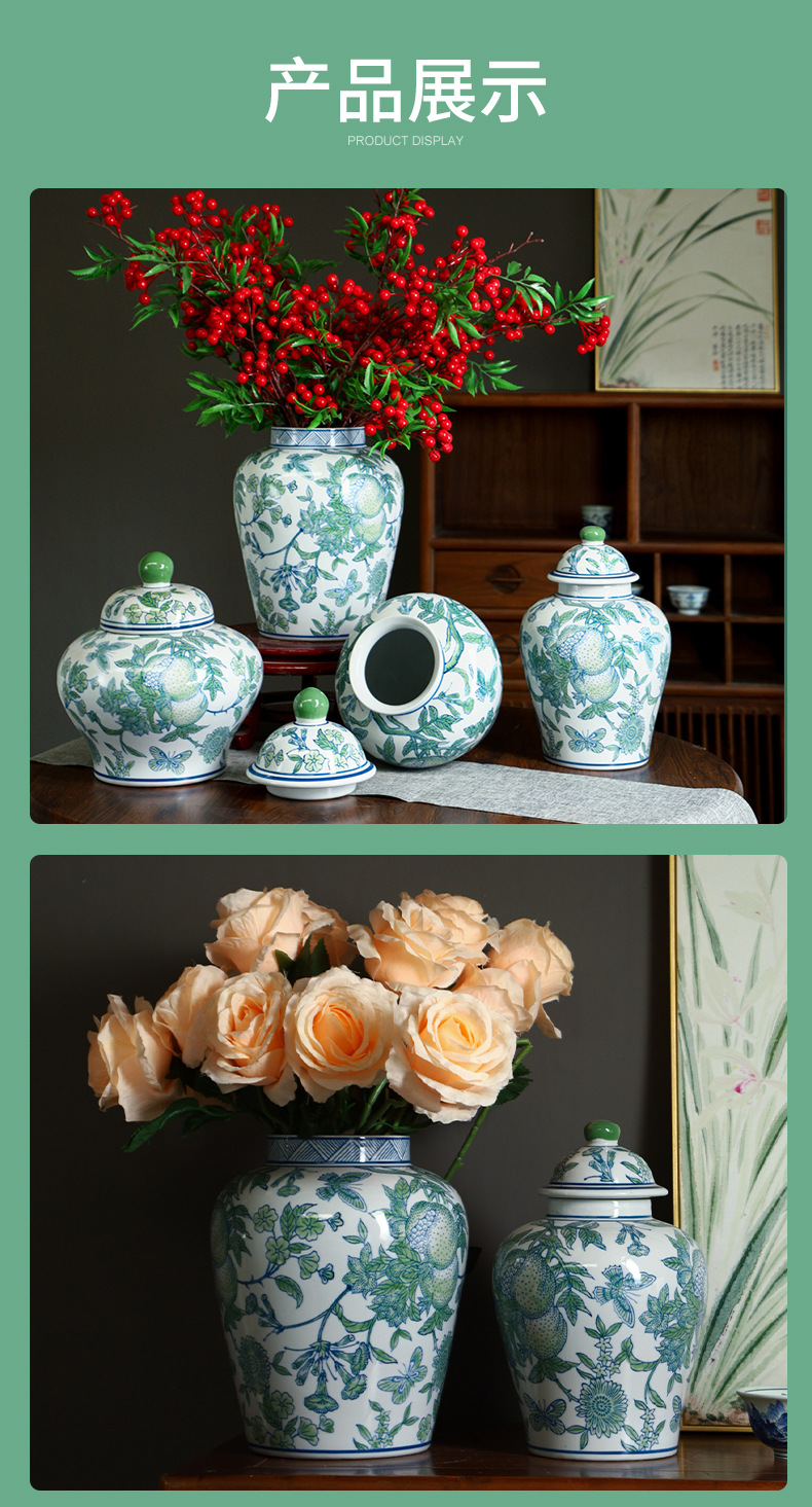 Jingdezhen ceramic vases, blue and white porcelain vases, high-end new Chinese-style decorative items, living room flower arrangements, home decoration pic 9