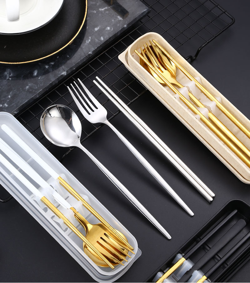 不锈钢便携餐具 勺子叉子筷子葡萄牙三件套 学生餐具礼品户外套装详情30