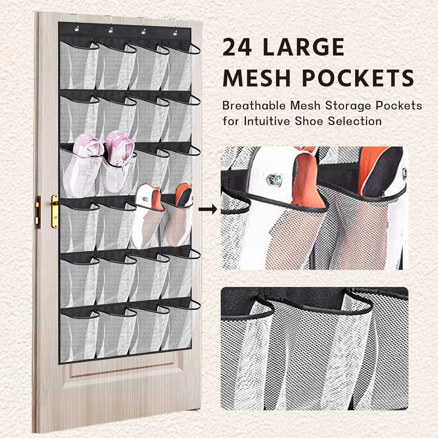 跨境热卖24格门后挂袋储物袋收纳袋鞋子收纳袋多层网格收纳挂袋详情21
