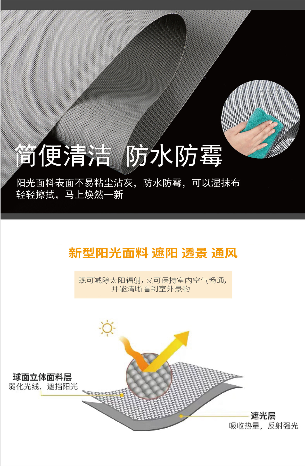 Hotel roller blinds with logo printing, shading and sunshade, bedroom waterproof roller blinds, heat insulation and sun protection, study room shading roller blinds pic 3