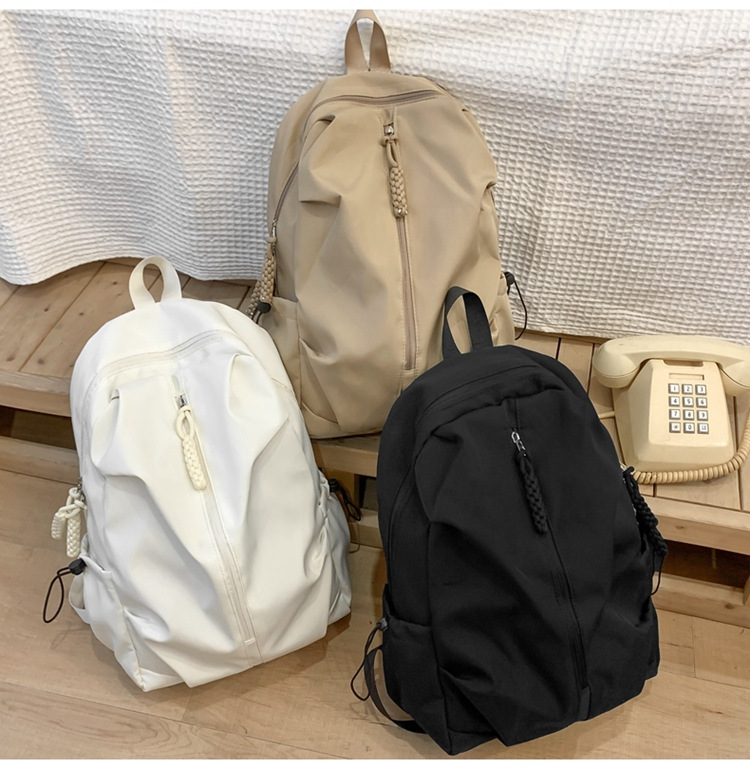 双肩包流行质感书包女初高中生学生旅行大容量背包纯色简约休闲包详情19