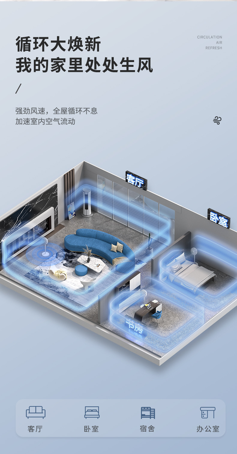 新款电风扇大风力落地扇遥控立式电扇家用办公室宿舍摇头风扇跨境详情5