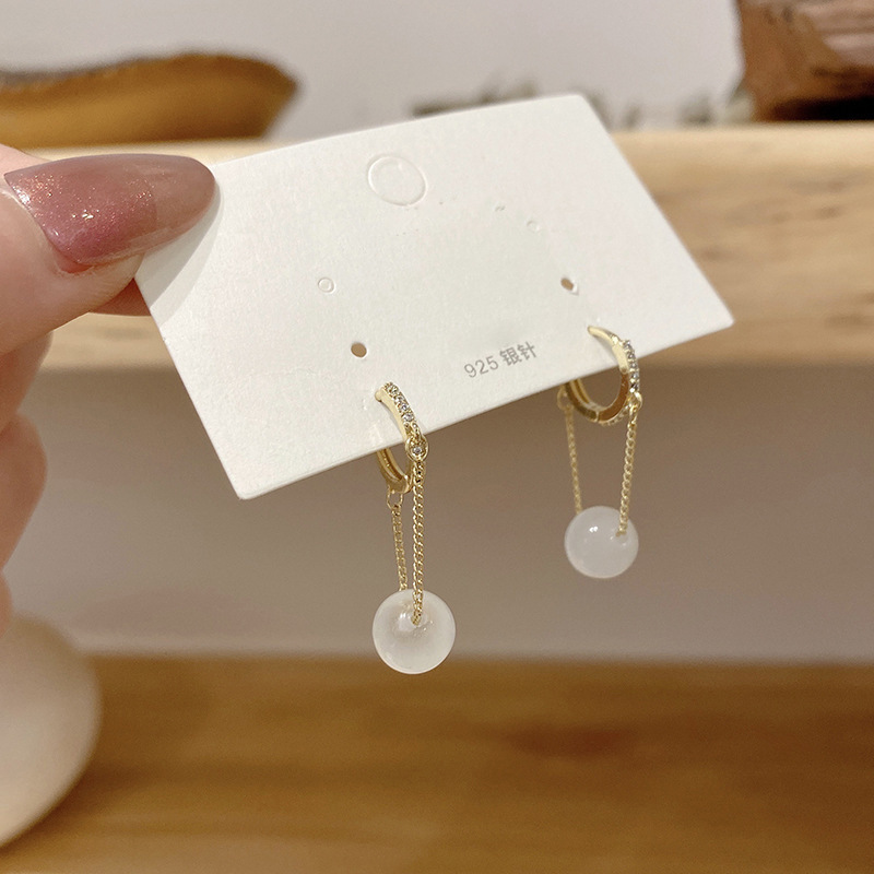 网红爆款猫眼石女式耳环气质百搭耳钉心形耳饰2023年蝴蝶结耳坠详情10