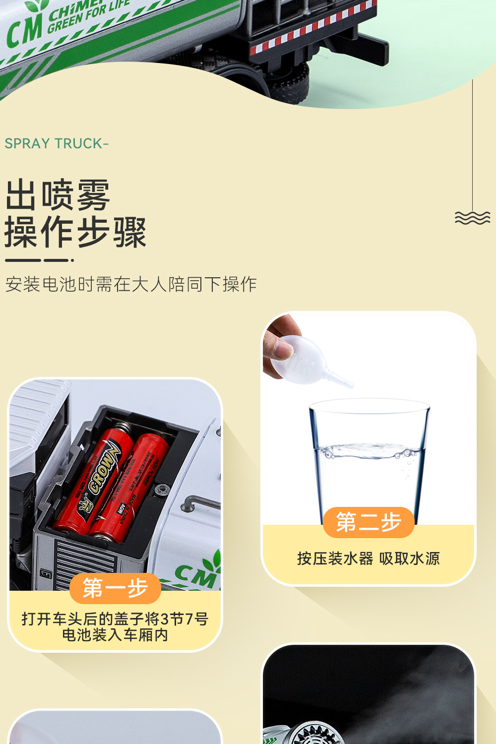 1:32新品城市除尘雾霾车合金车身带回力功能车门可开儿童玩具批发详情7
