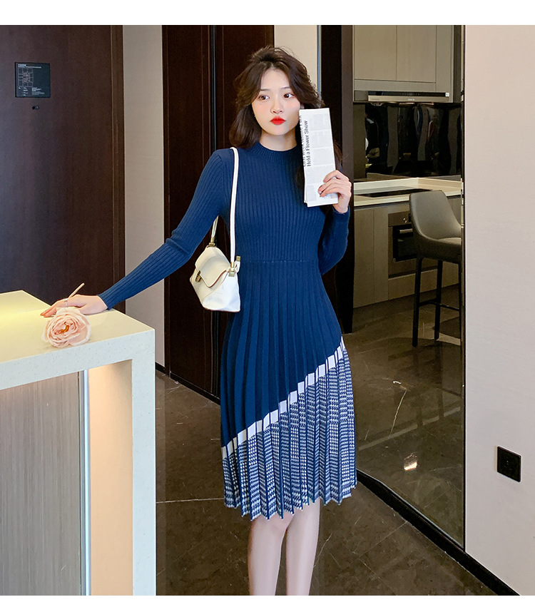 秋冬新款半高领小香风打底裙羊毛连衣裙女内搭针织裙子修身毛衣裙详情74