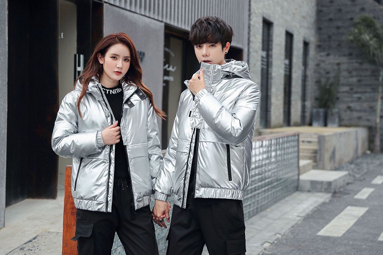 Shiny down jackets for men and women, short Korean-style slimming and thickening, warm, casual and fashionable couple coats, white duck down pic 12