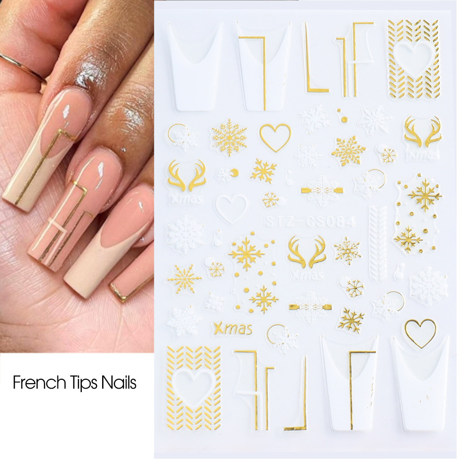 Cross-border new nail stickers ins Leaf Rose Heart Line Platinum Flame self-adhesive nail stickers shanilak pic 4