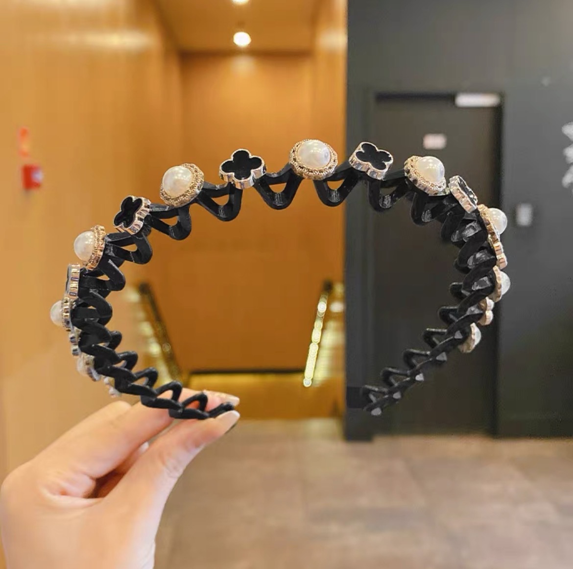 韩版简约女生浪珍珠波浪发箍夏天碎发刘海神器懒人编发发箍头饰女详情8