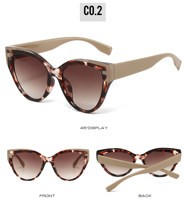 2024 New cross-border color-blocking sunglasses for women with large faces to look slimmer, cat-eye fashionable and versatile sunglasses for sun protection and shading pic 8
