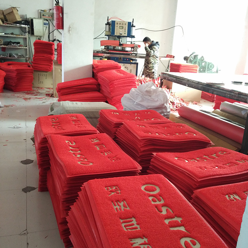 Yiwu Jietai PVC brushed mat with big red printed words for entry and exit, welcome to the entrance foot mat, plastic wire circle floor mat pic 16
