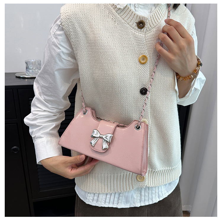 小众ins时尚腋下单肩斜跨包包女2024新款秋季简约蝴蝶结小包高级详情11