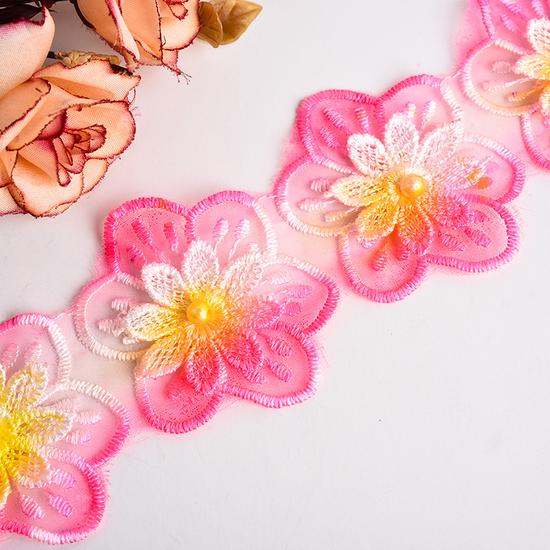 Colorful sequined cotton thread pure cotton water-soluble lace flower cutout diy lace ethnic minority clothing pic 23