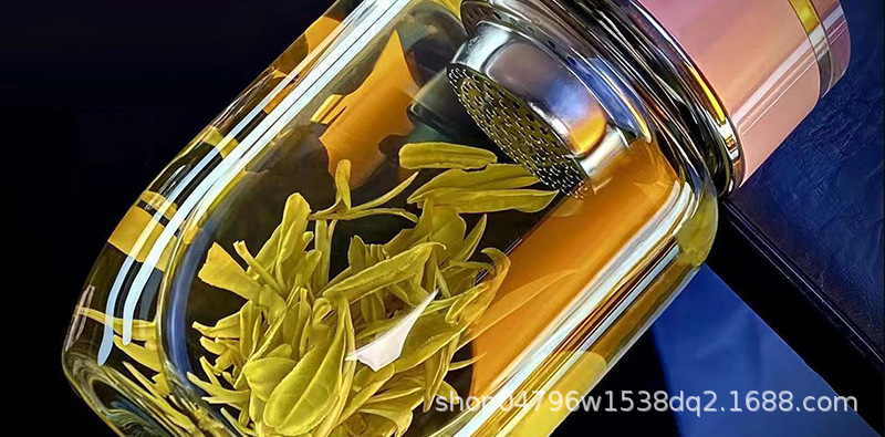 The new thickened heat-resistant glass cup, portable tea-water separation glass cup, compact and suitable for both men and women, large-capacity dwen Dwen cup pic 35