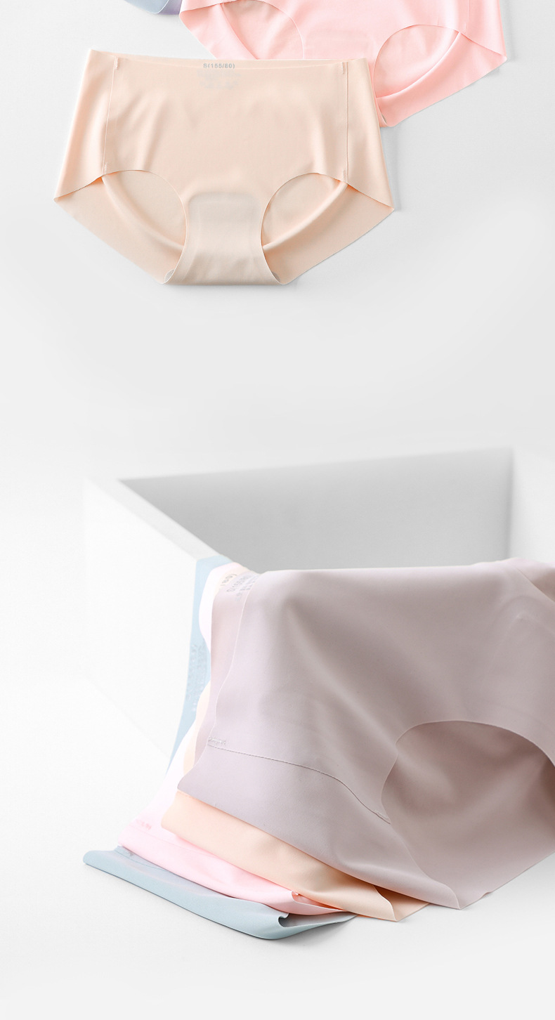 Seamless underwear for women, ice silk and mulberry silk antibacterial women, summer sports one-piece triangle pants for export wholesale pic 29