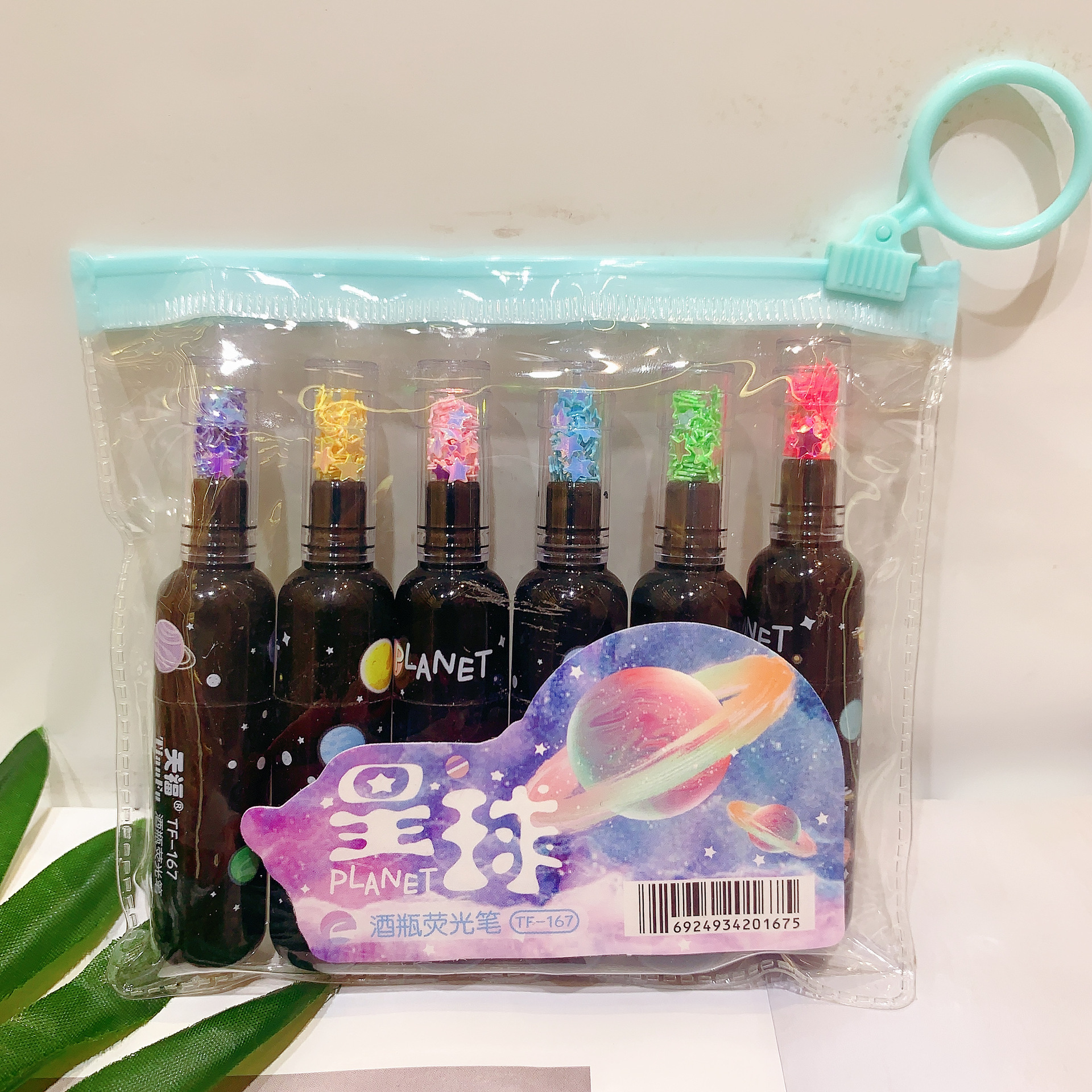 天福韩国星球红酒瓶荧光笔可爱创意造型涂鸦重点标记笔学生亮片批发Q-1240详情2