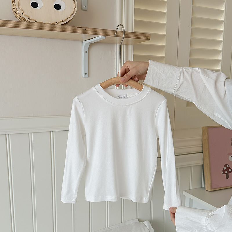 A white long-sleeved loose T-shirt for children, a cute base layer, top and mask T-shirt for boys, girls and babies in spring and autumn pic 20