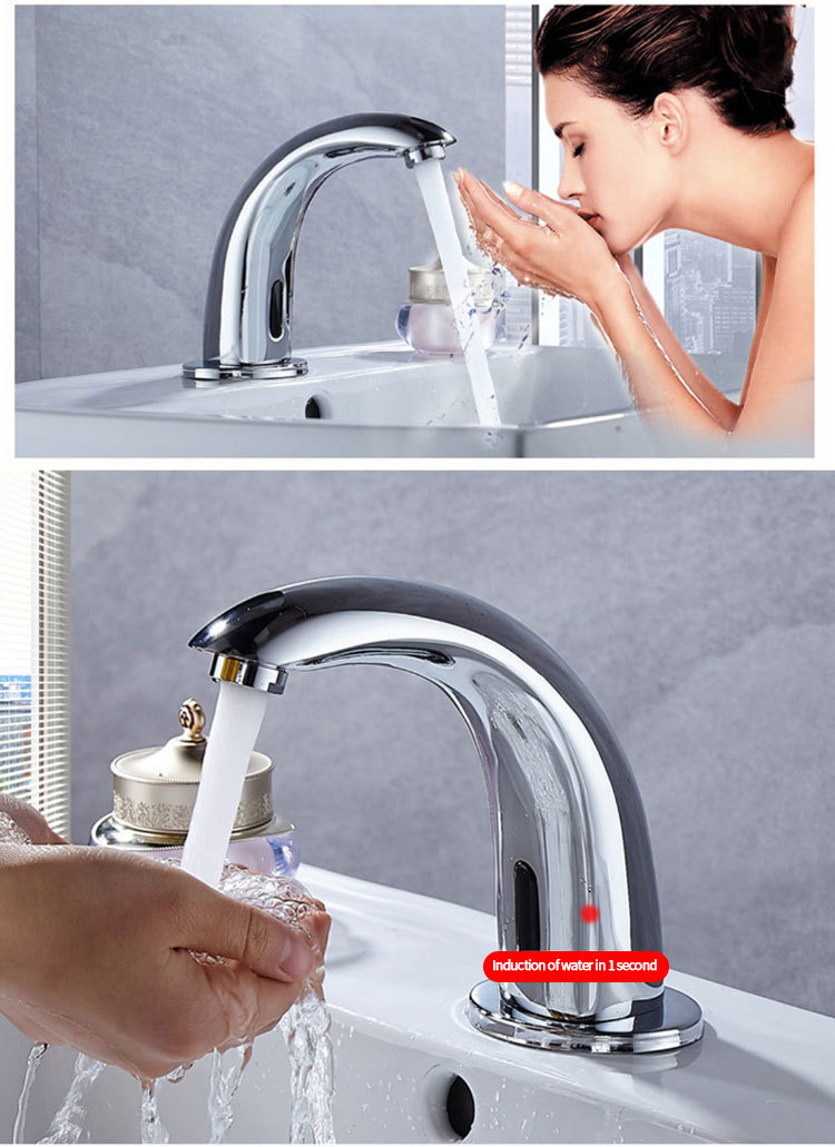 Intelligent fully automatic sensor faucet, single cold and hot infrared hand wash, household bathroom washbasin faucet, all copper pic 35